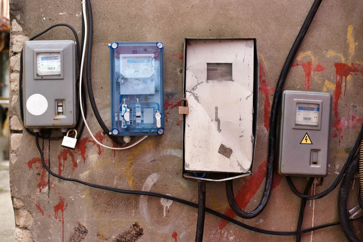 A small residential electrical panel with the cover removed